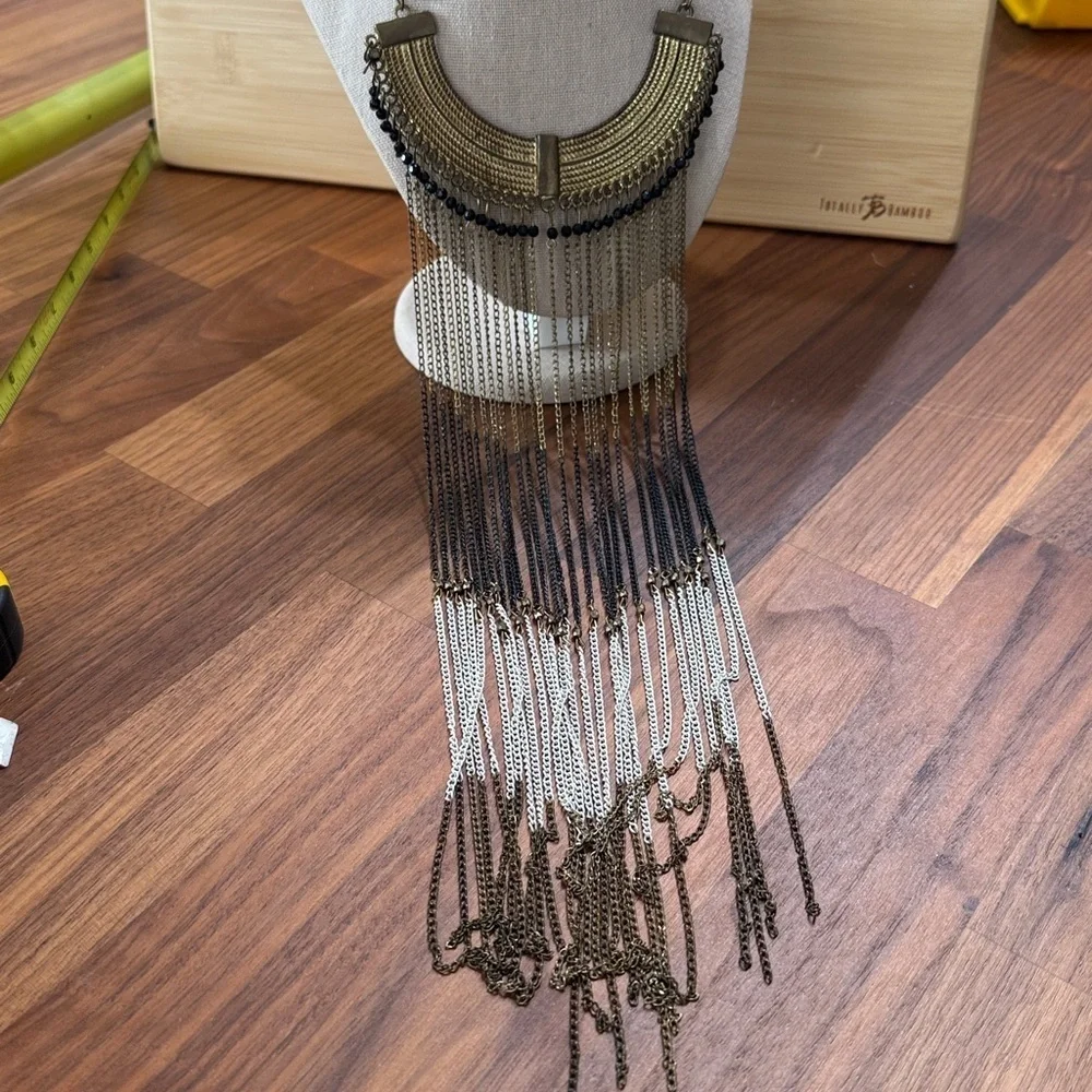 Vintage Multi Strand Egyptian Boho Revival Statement Choker Statement Necklace